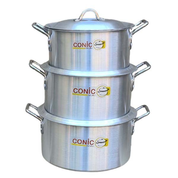 3 Piece Industrial Cooking Pots Dero Catering Equipment
