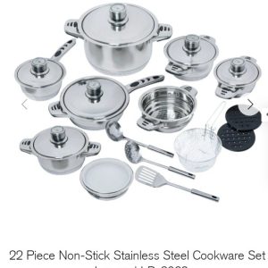 22 Piece Non-stick Stainless Steel Cookware Set