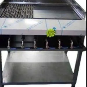 Open Flame Gas Griller - 6 Burner Combination Floor Standing Griller