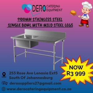 1100mm Stainless Steel Single Bowl With Steel Legs
