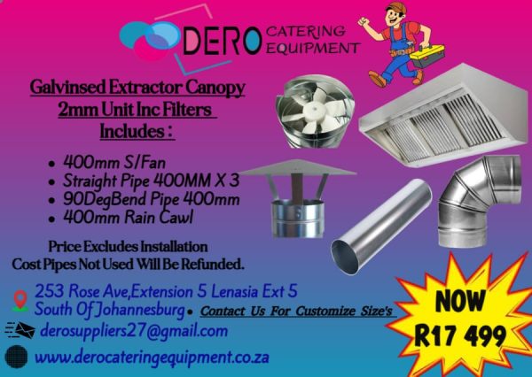2M Galvanised Extractor Canopy Set