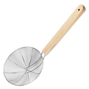 HEAVY DUTY 30CM SPIDER STRAINER WITH WOODEN HANDLE