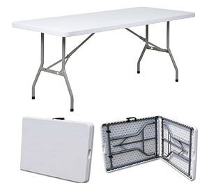6-Seater White Foldable Rectangular Table
