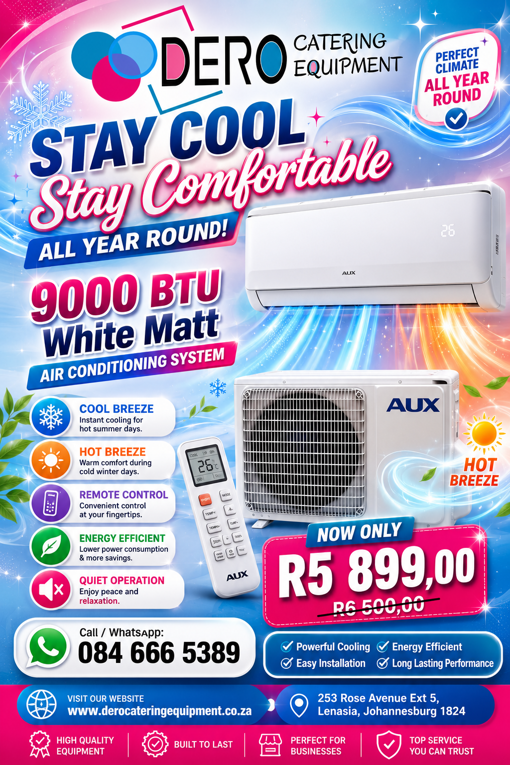 White Matt 9000 BTU- Air Conditioning System